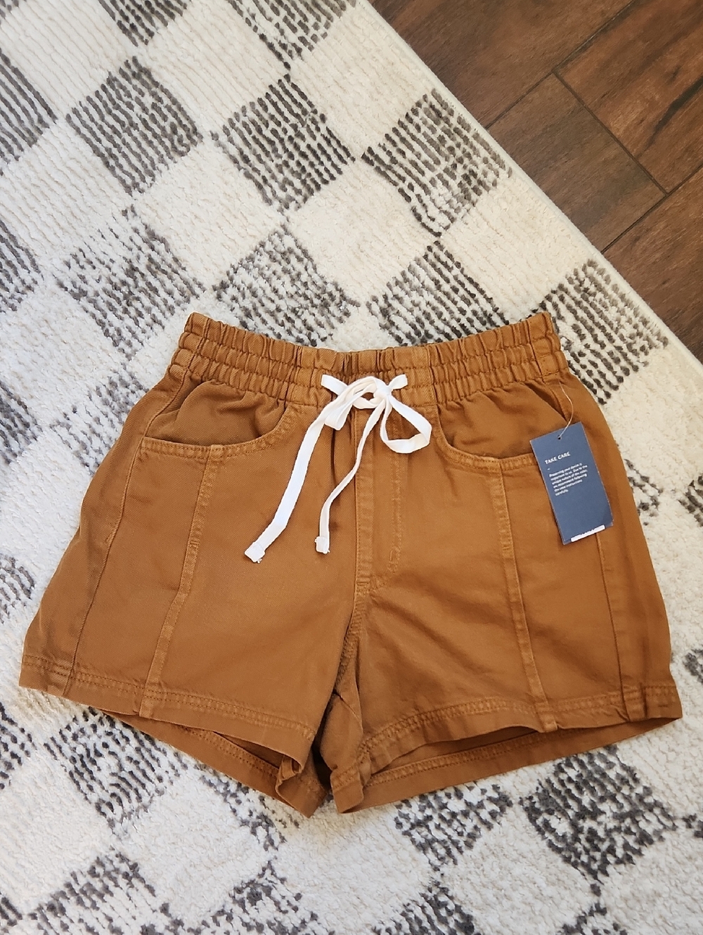 Women's Universal Thread Rust High-Rise Drawstring Denim Beach Shorts